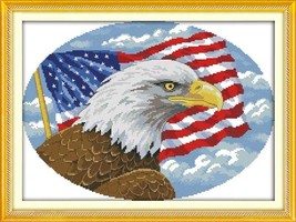 14CT Cunted Cross Stitch Kit Embroidery Kit Bald Eagle Bird And USA Nati... - $12.99
