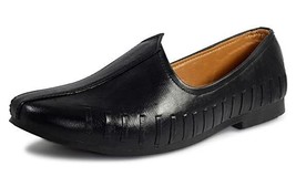 Mens Wedding Jutti Mojari Indian Groom Flat Shoe US size 8-12 Elegant Black - £32.97 GBP