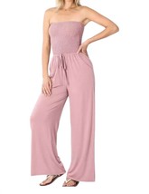 Zenana smocked romper pants suit in Dusty Rose - $38.00