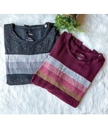 Sonoma Women&#39;s L Sweater Heather Gray Black Maroon Stripe Lot of 2 - €30,03 EUR