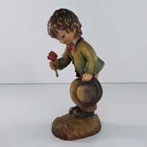 Anri Ferrandiz Wood Carved Boy Holding Rose Figurine Vintage - £29.87 GBP