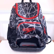 Speedo Teamster 35L Swim Backpack black red camo triangles caged swimming bag - $74.00