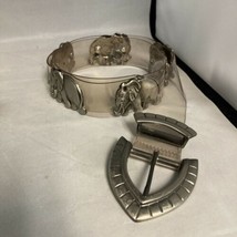 Vintage 80s Clear Lucite Belt w/ Silver Tone Buckle &amp; Elephants Boho GOP 34”L - £31.61 GBP