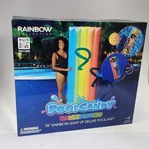 Pool Candy Illuminated 74&quot; Rainbow Light Up Deluxe Pool Raft Float - £9.84 GBP