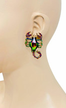 1.75&quot; Long Iridescent Vitrail &amp; Multicolor Rhinestones Scorpion Post Ear... - £12.87 GBP