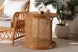 Julia Bohemian Honey Rattan Large End Table - $250.00