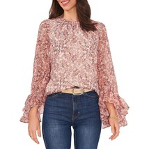 Vince Camuto Women&#39;s Floral Print Ruffled Sleeve Top Pink XXS B4HP $99 - £23.49 GBP