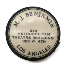 Vintage Celluloid Advertising Tape Measure J. Benjamin Los Angeles Calif... - $32.64