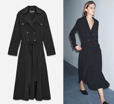 $129 NWT ZARA COLLECTION TRENCH STYLE SEXY BLACK MIDI DRESS -LARGE - $99.00