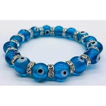 8mm Evil Eye in Aqua bracelet - $9.59