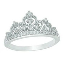 1/5 Ct Round Natural Diamond Tiara Ring 14k White Gold Plated Sterling Silver - £68.00 GBP