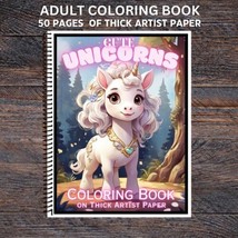 Cute Unicorns - Spiral Bound Adult Coloring Book - Thick Artist Paper - £25.57 GBP