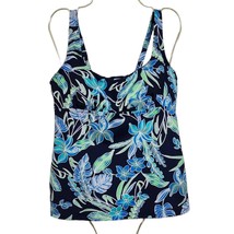 SLands End 8 Adjustable Swim Tankini Top Underwire Blue Floral Square Neck - £20.09 GBP