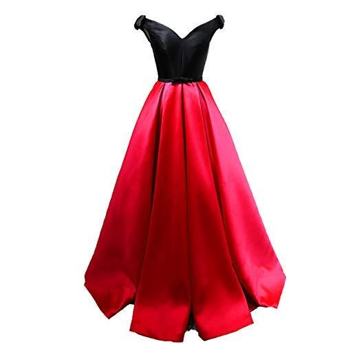 Off The Shoulder Black Top Long Formal Prom Evening Dresses Party Gown Red US 8