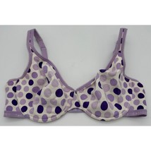 Cacique Lane Bryant Cotton Underwire Bra Purple White Polka Dot Womens S... - £14.65 GBP