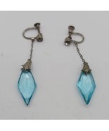 Vintage Blue Crystal, Sterling, Screwback Dangle Earrings - €30,39 EUR