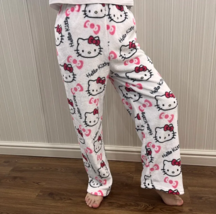 White Plush Sanrio Hello Kitty Women Pajama Pants Great Valentine Gift US Seller - £5.46 GBP