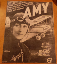 1930 Sheet Music Aviation AMY JOHNSON Female Pilot England to Australia ... - $49.50