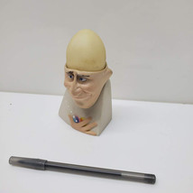 Vintage 1989 Signed Ceramic Egg Head Figurine Ring Holder 5&quot; Rare - £135.52 GBP