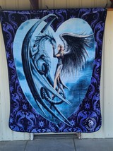 Anne Stokes Fairy Dragon Silverback Gothic Fantasy Queen Size Blanket Bedspread - £48.21 GBP