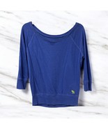 Abercrombie Fitch royal blue 3/4 sleeve ribbed bottom top women&#39;s size S... - $22.11