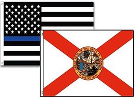 K's Novelties 12x18 USA Police Blue Florida State 2 Pack Flag Wholesale Set Comb - £6.20 GBP