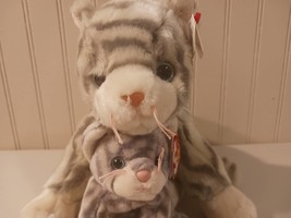 Ty Beanie Babies and Buddies Silver the Silver and White Kitty Cat, 2 piece set - £31.93 GBP