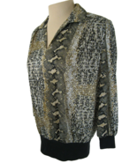 Vintage 80&#39;s Tops &#39;n Tops Miami Metallic Foil Silky Shiny Blouse size 8 USA - £8.12 GBP