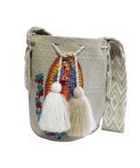 Handmade Wayuu with Beaded Decoration Tote Bag, Woven Mochila, Colombian... - $121.52