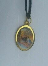 Sikh double sided guru nanak ji guru gobind singh oval pendant in black ... - £4.69 GBP