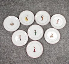 Rainbow Mountain Santas Reindeer Plates Set of 8 Dasher Dance Comet Vixen Cupid - £31.26 GBP