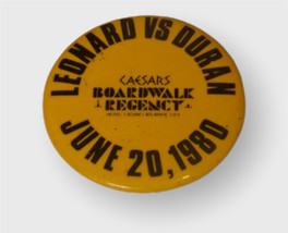 Sugar Ray Leonard vs Roberto Duran boxing pinback button June 20 1980 Caesars - £47.95 GBP