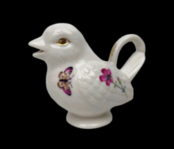 Graces Tea Ware Bird Creamer Pitcher Porcelain Flowers Butterflies Gold Accents - £8.61 GBP