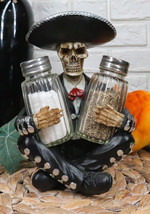 Day Of The Dead Skeleton Mariachi Singer Salt Pepper Shakers Holder Figurine 7&quot;H - £20.77 GBP