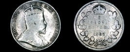 1907 Canada 5 Cent World Silver Coin - Canada - Edward VII - £6.42 GBP