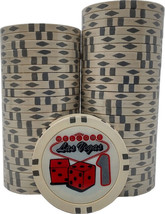 WELCOME Las Vegas Poker Chips Denomination Value 1 - set of 50 white chips - £12.76 GBP