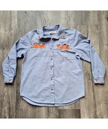 Karen Scott Pumpkin Autumn Cotton Shirt Blue Long Sleeve Button Up Size ... - £15.79 GBP