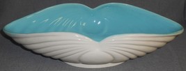 1940s Pacific Pottery WHITE/TURQUOISE CONSOLE BOWL #4304 Made in California - £62.27 GBP