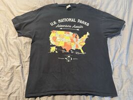 US National Parks Adventure Awaits T-Shirt XL Black Graphic Map Tee - €7,45 EUR