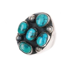 sz10.5 Huge vintage Native American sterling high grade turquoise cluster ring - £315.35 GBP