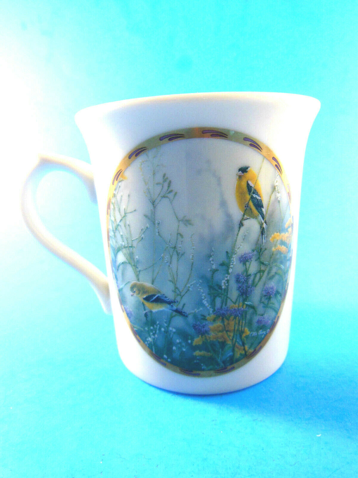 Lenox coffee tea Mug Cup Catherine McClung Yellow Orioles Birds 1994 - £9.35 GBP