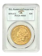 1876-CC $20 PCGS MS61 ex: D.L. Hansen - £16,689.95 GBP