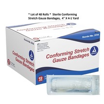 48 Count, Sterile Conforming Stretch Gauze Bandage Wraps White 4&quot; x 4-1 ... - $35.63