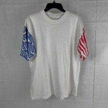Vintage L.A.T Sport Men&#39;s Size XL T-Shirt American Flag Sleeves Single S... - $18.99
