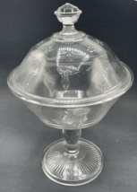 Antique Actress Compote Pedestal Bowl Lid Crystal Glass Opera Covered Di... - $60.00