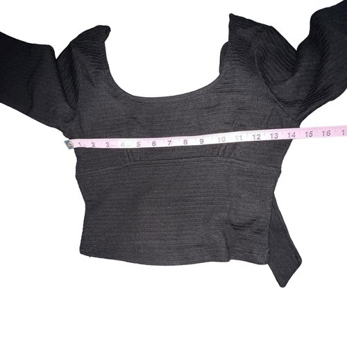 B.O.G. BAND OF THE FREE BLACK RIBBED CROP KNIT SHIRT LONG SLEEVES WOMEN SIZE XS Item image 5
