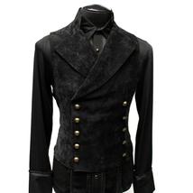 Double Breasted Slim-Fit Waistcoat for Men with Stand Collar - Vintage Steampunk - £27.24 GBP+