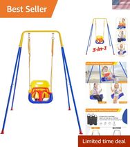 3-in-1 Toddler Swing Set with 4 Sandbags, Indoor/Outdoor Baby Swing with... - $130.67