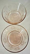 2 PINK DEPRESSION GLASS BERRY BOWLS ETCHED FLOWERS, VINES & LEAVES VINTAGE image 5