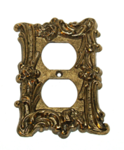 VINTAGE M.C. CO. 6OD SA 26707 BRASS ROSE SCROLL WALL OUTLET COVER PLATE - $15.25